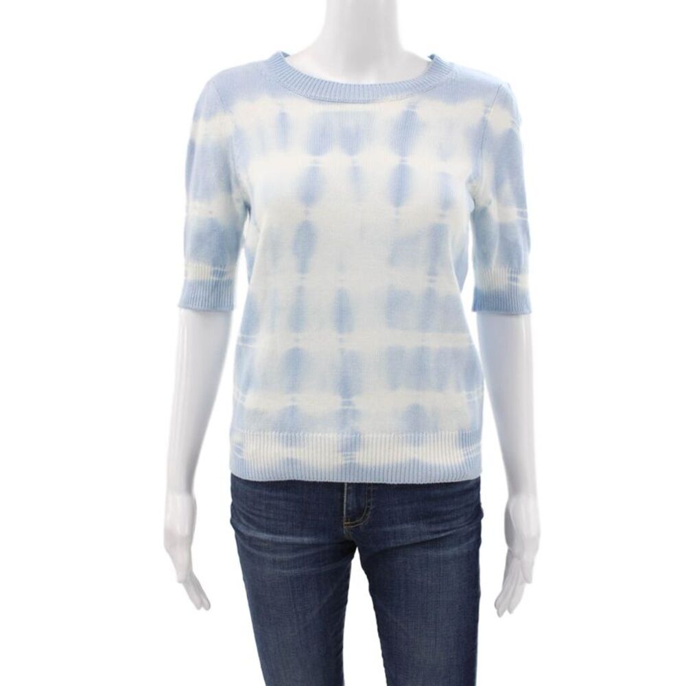Design 365 Women Tie Dye Crew Neck Pullover Sweater Blue Size S